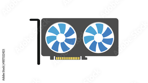 Print Dual-Fan Graphics Card Modern Hardware Icon Vector illustration