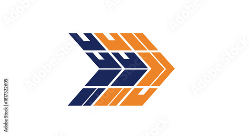 Abstract Geometric Arrow Design Symbolizing Progress and Advancement on White Background