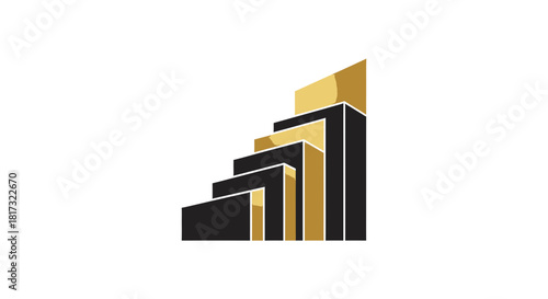 Abstract Geometric Building Design with Metallic and Dark Color Scheme for Modern Applications