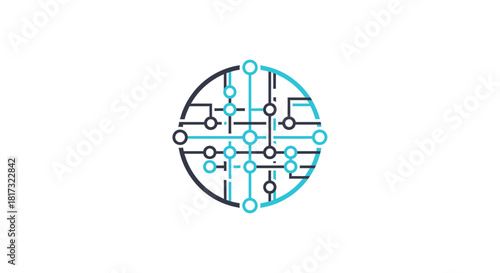 Abstract Geometric Circuitry Illustration Showcasing Digital Connection and Technological