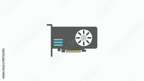 Print Modern Single-Fan Graphics Card Hardware Icon Vector illustration