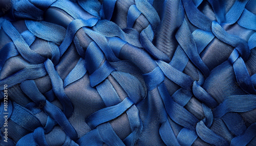 Obraz premium Fabric Surface With Woven Blue Pattern