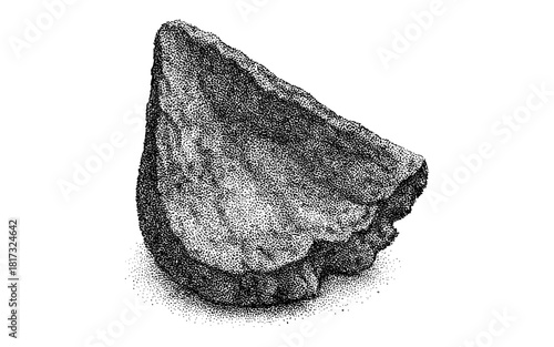 Detailed stippled flint stone design capturing textured surface in monochrome style