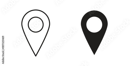 Location icons, vector symbols. filled flat sign