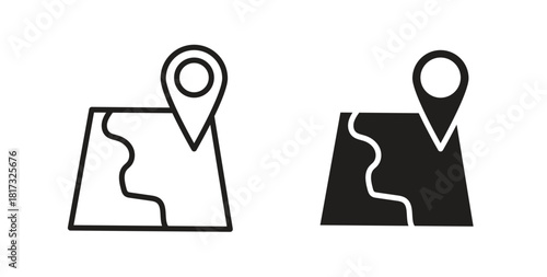 Map icons, vector symbols. filled flat sign