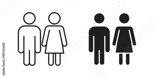 Man and woman icons, vector symbols. filled flat sign