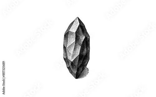 Detailed grayscale diamond crystal with hand-drawn style shading