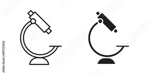 Microscope icons, vector symbols. filled flat sign