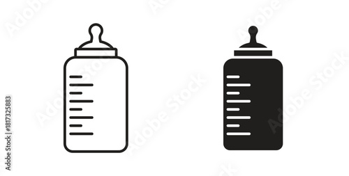 Milk bottle icons, vector symbols. filled flat sign