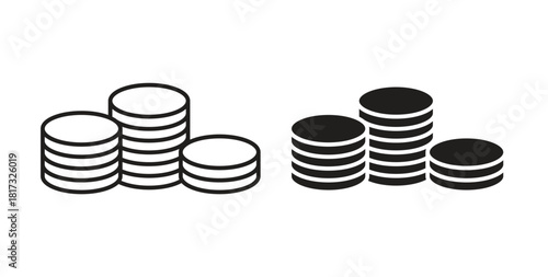 Money coin icons, vector symbols. filled flat sign