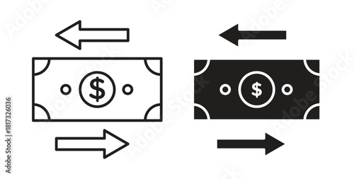 Money transfer icons, vector symbols. filled flat sign