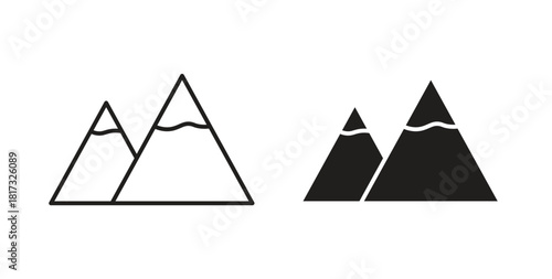Mountain icons, vector symbols. filled flat sign