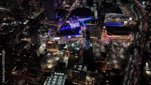 Los Angeles, Downtown, Night, Traffic, Lights
