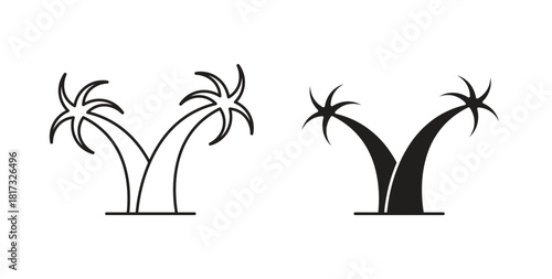 Palm tree icons, vector symbols. filled flat sign