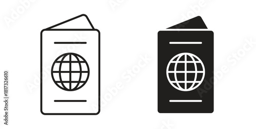 Passport icons, vector symbols. filled flat sign