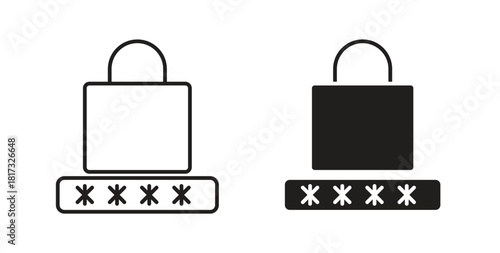 Password icons, vector symbols. filled flat sign