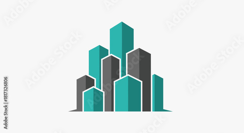 Abstract Geometric Cityscape Displaying Modernistic Architectural Development Designs