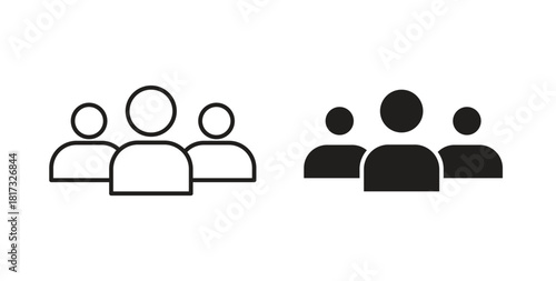 People group icons, vector symbols. filled flat sign