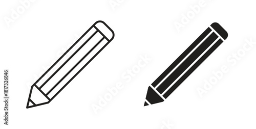 Pencil icons, vector symbols. filled flat sign