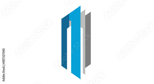 Free Download Abstract Geometric Composition Of A Modern Stacked Structure With Blue And Gray Hues - GFXLoad