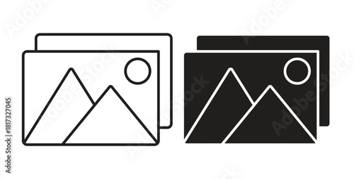 Picture icons, vector symbols. filled flat sign