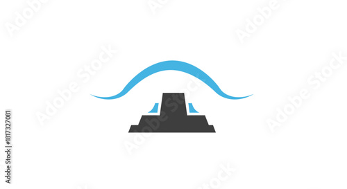 Abstract Geometric Composition Of Architectural Elements With A Curved Blue Accent