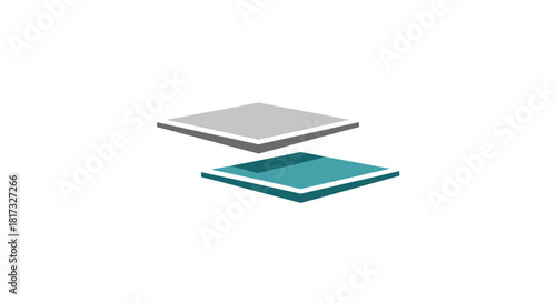 Abstract Geometric Composition Of Two Floating Squares With Modern Minimalistic Design