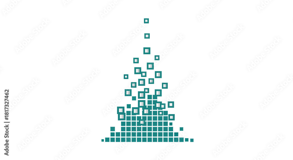 Fototapeta premium Abstract Geometric Composition: Rising Squares Formation on Pure White Background