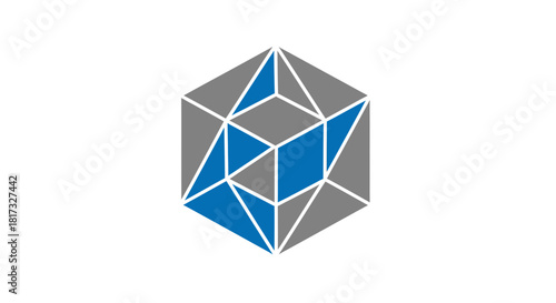 Abstract Geometric Composition Of Cuboid With Complex Architectural Structure Design