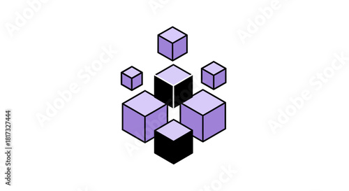 Abstract Geometric Composition Of Cubes, Organized And Showcasing Depth With Vivid Contrast