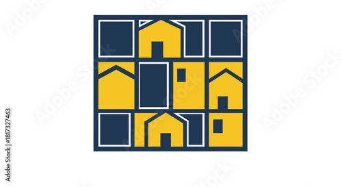 Abstract Geometric Composition Showcasing Residential Facades and Modern Architecture Concepts