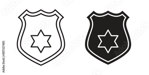 Police badge icons, vector symbols. filled flat sign