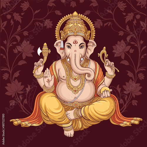 Illustration of Lord Ganesha, the Hindu deity. Lord ganesha vector