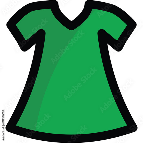 Simple Green V Neck T Shirt Isolated On White Background Minimalist Graphic Design Element For Fashion Apparel And Clothing Themes