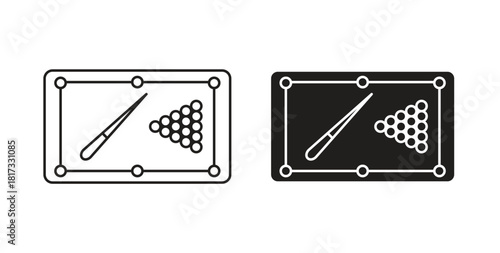 Pool table icons, vector symbols. filled flat sign