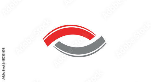 Free Download Abstract Geometric Design Featuring Interlocking Curved Bands in Red and Gray Color Palette - GFXLoad