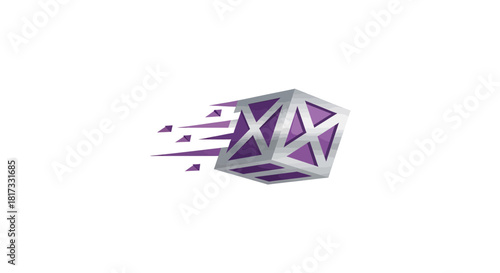 Abstract Geometric Cube With Motion Effect: Artistic Digital Rendered Illustration