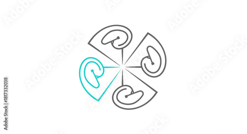 Abstract Geometric Design Featuring A Central Hub And Swirling Linear Elements