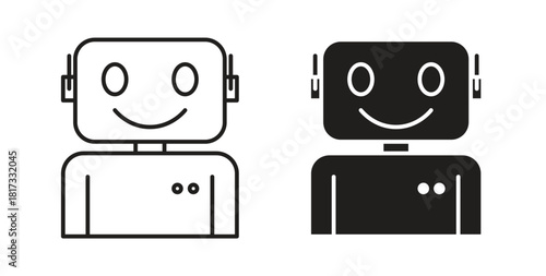 Robot icons, vector symbols. filled flat sign