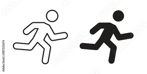 Running icons, vector symbols. filled flat sign