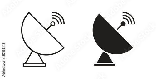 Satellite dish icons, vector symbols. filled flat sign
