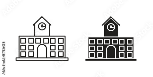 school icons, vector symbols. filled flat sign