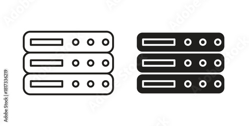 Server rack icons, vector symbols. filled flat sign