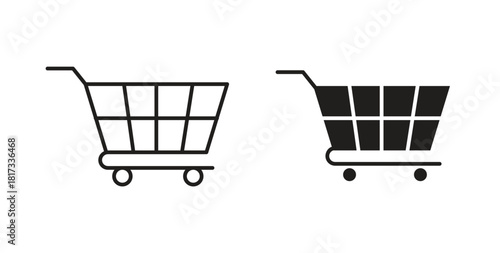 Shopping trolley icons, vector symbols. filled flat sign