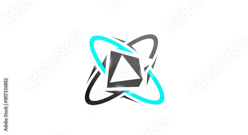 Abstract Geometric Design with Futuristic Elements and Vibrant Color Accents