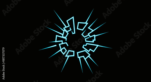 Abstract Geometric Design with Radiant Energy Bursting Against Dark Background