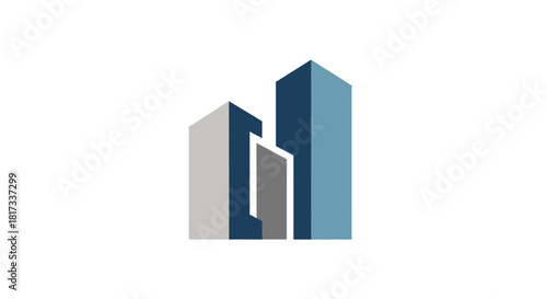 Abstract Geometric Designs Of Skyscrapers In Distinctive Color Palettes for Modern Branding and