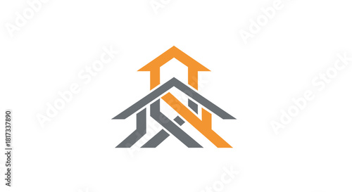 Abstract Geometric Emblem Representing Architectural Innovation and Modern Construction