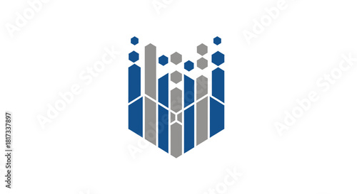 Abstract Geometric Emblem Representing Data, Information, and Technological Innovation