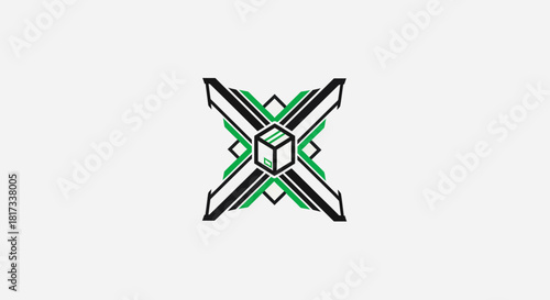 Abstract Geometric Emblem Representing Technology, Delivery, and Innovation in Design